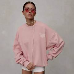 时尚气质流行文艺淑女印花ins风秋冬季美式宽松遮肉加厚圆领卫衣
