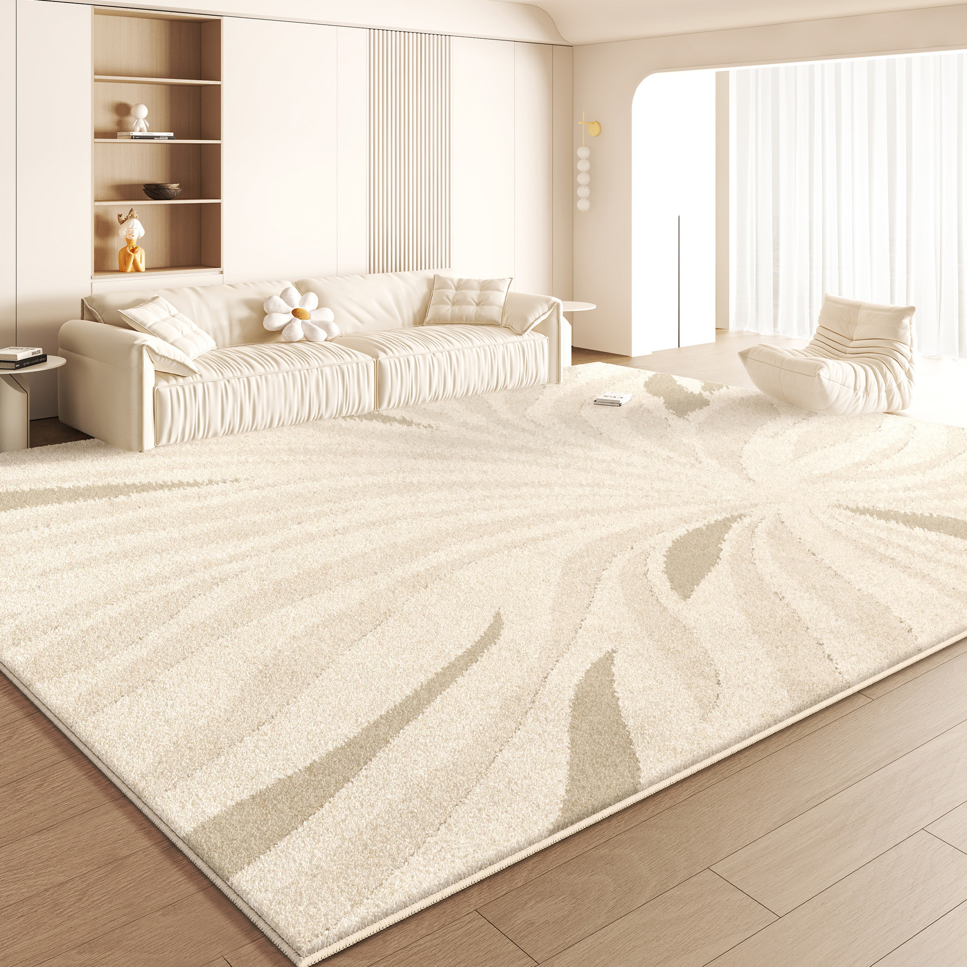 Nuevo alto grado de sensación de alfombra espesa de viento crema imitación de cashmere impermeable sin lavado se puede limpiar la almohadilla de mesa de té de la sala de estar del dormitorio