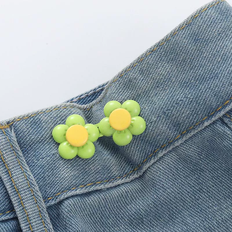 Nail-Free Removable Waist Buckle Pair, Flat-Bottom Seamless Buttons for Pants & Skirts, Assorted Designs