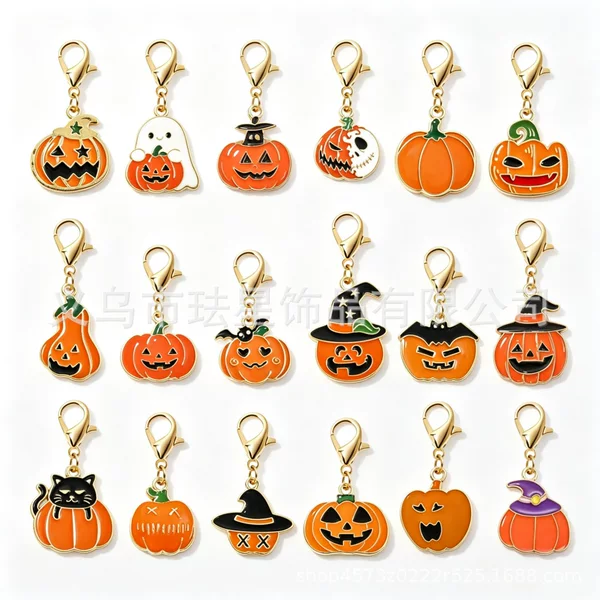 Halloween DIY alloy pendant, oil-dripping alloy pumpkin pendant, keychain, earrings, bracelet, and accessory components