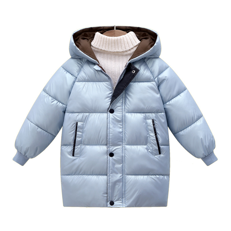 Ropa de algodón acolchada para niños de comercio exterior ropa de algodón acolchada con capucha de invierno para niños medianos y grandes bebés para niños y niñas nueva chaqueta acolchada de algodón engrosada de longitud media