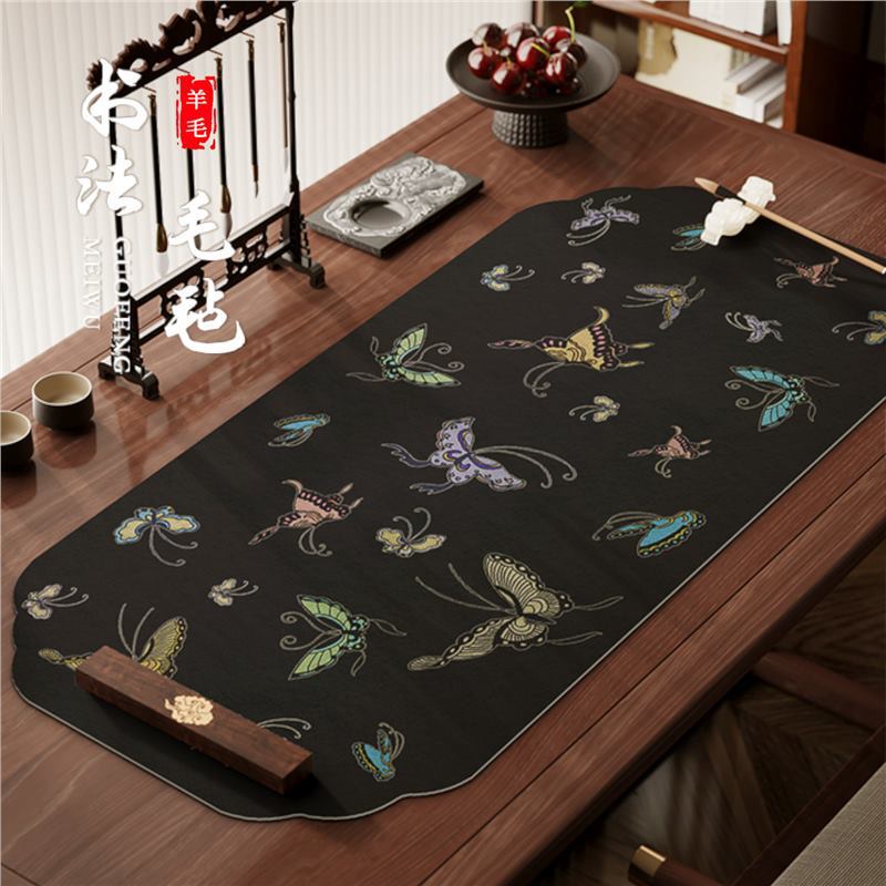 New Chinese-Style Black Wool Felt Mat for Calligraphy, Special Writing Pad for Brush Calligraphy, Desk Mat for Writing, and Mat for the Four Treasures of the Study New Chinese-Style Black Wool Felt Mat for Calligraphy, Special Writing Pad for Brush Calligraphy, Desk Mat for Writing, and Mat for the Four Treasures of the Study