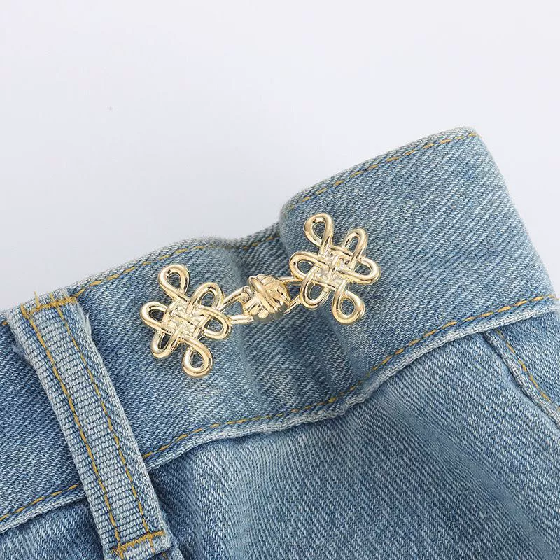 Nail-Free Removable Waist Buckle Pair, Flat-Bottom Seamless Buttons for Pants & Skirts, Assorted Designs