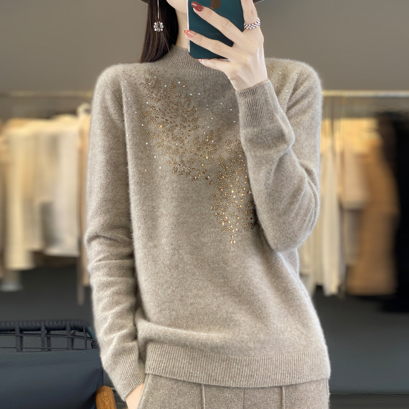 秋冬の新型の厚手の半高襟がゆったりとしています。|undefined