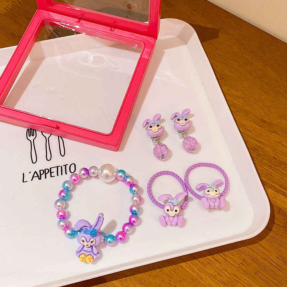 Children's Bracelet Bracelet Set Ice and Snow Princess Necklace Jewelry Little Girl Play Earrings Ring Small Gift Wholesale