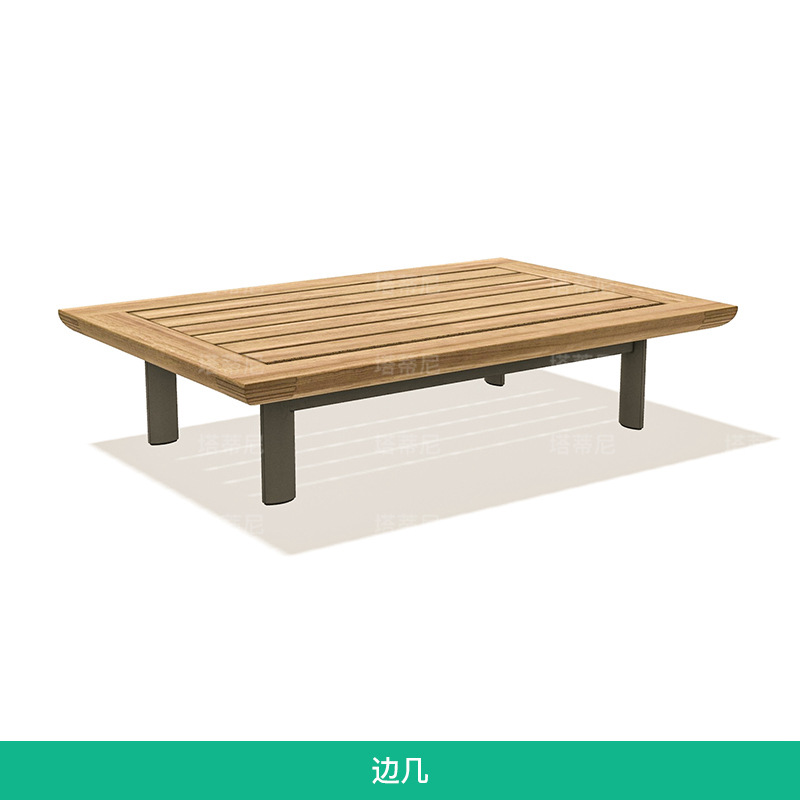 Combinación de muebles de madera de teca al aire libre de ocio al aire libre de madera sólida anticorrosiva a prueba de lluvia y protección solar de sofá de madera de patio villa image 19
