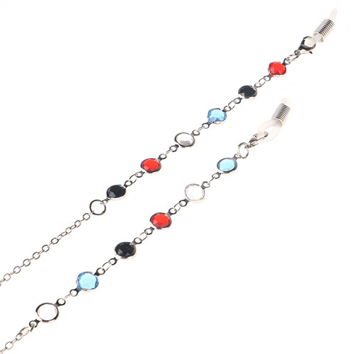 Celebrity-style eyeglasses chain accessories, colorful rhinestone mixed-color chain, elegant and fashionable eyeglasses chain