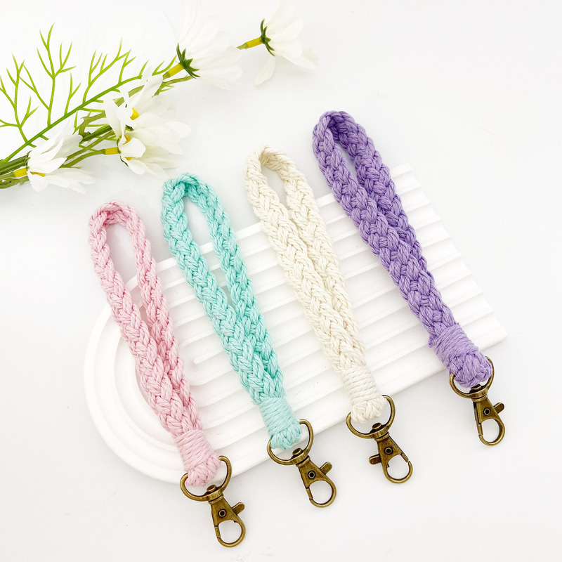 Amazon Explosions Simple Mobile Phone Chain Mobile Phone Lanyard Hand-woven Cotton Rope Wrist Belt Keychain Hanging Ornaments