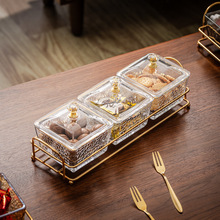 玻璃分隔水果盘商用零食点心小吃碟盘子酒吧浴足会所KTV格碟带盖