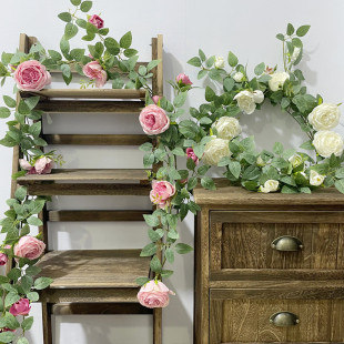 Rose Austin Flower Vine Decoration Fake Flower Hanging Wall Rattan Wall Green Plant Indoor Ceiling Vine Decoration