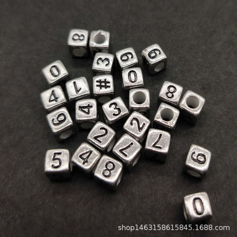 6mm silver black letter digital alphabet beads square plastic bracelet beads straight hole beads DIY jewelry accessories wholesale 6mm silver black letter digital alphabet beads square plastic bracelet beads straight hole beads DIY jewelry accessories wholesale