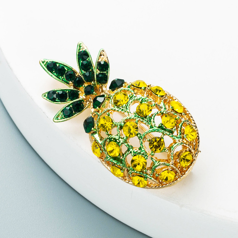 Lindo Gota De Aceite Fruta Piña Limón Con Incrustaciones De Diamantes De Imitación Broche Al Por Mayor Nihaojewelry display picture 4