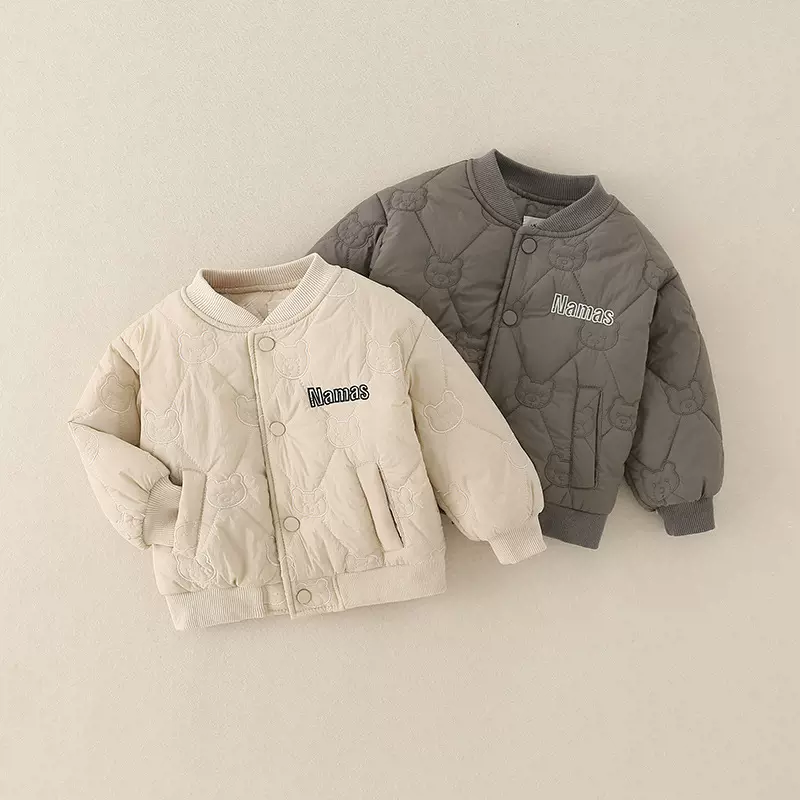 秋冬新款儿童夹棉外套洋气男宝宝加厚儿童外穿棒球服男童棉衣棉服