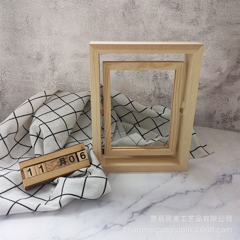 Wooden creative double-sided rotating photo frame table solid wood photo frame baby wedding photo frame kitchen household manufacturers wholesale