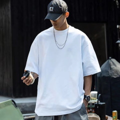 350gアメリカンスタイルの小さめネックライン、ドロップショルダー、半袖Tシャツ、男女兼用、ゆったりとした無地のベースレイヤー、厚手の純綿