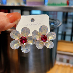 小眾設計款珍珠耳環高質量批發彩色鋯石人魚姬氣質耳墜輕奢耳飾品