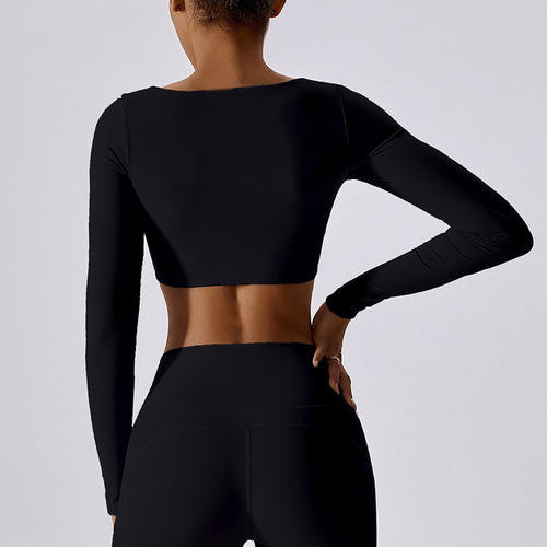 Euramerican winter slimming long-sleeved yoga cover-up outdoor sports T-shirt running bare feel fitness top for women OK17