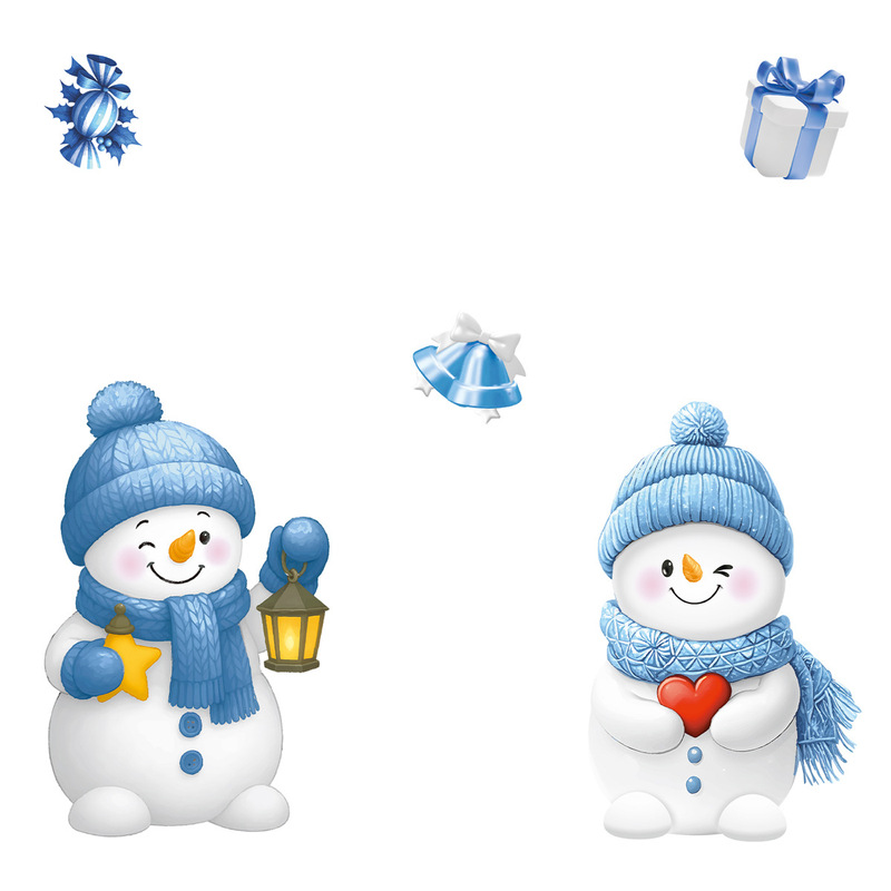 新しいクロスボーダークリスマス装飾クリエイティブベルギフトボックススノーフレーク静電ステッカーキャンディ雪だるまガラスステッカー|undefined