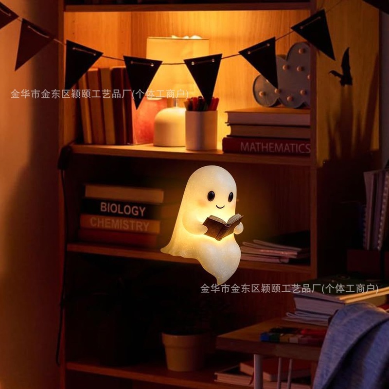 跨境新品万圣节幽灵夜灯可爱的幽灵阅读书灯创意工艺品跨境装饰|undefined