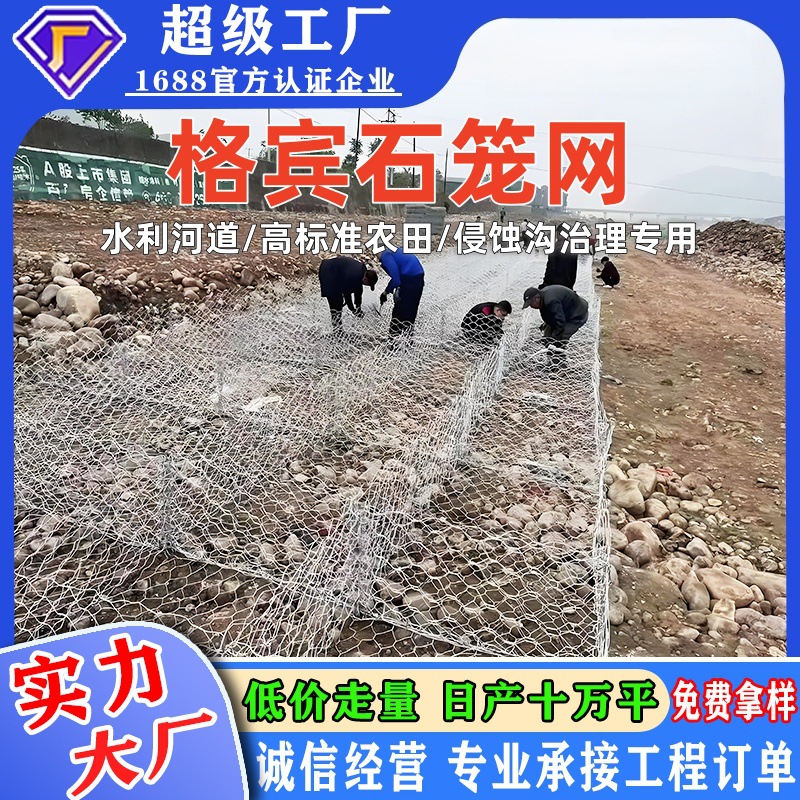 Galvanized Gabion Wire Mesh River Bank Treatment Lead Wire Green Bank Cushion Reno Mattress Gabion Box Ecological Reno Mattress