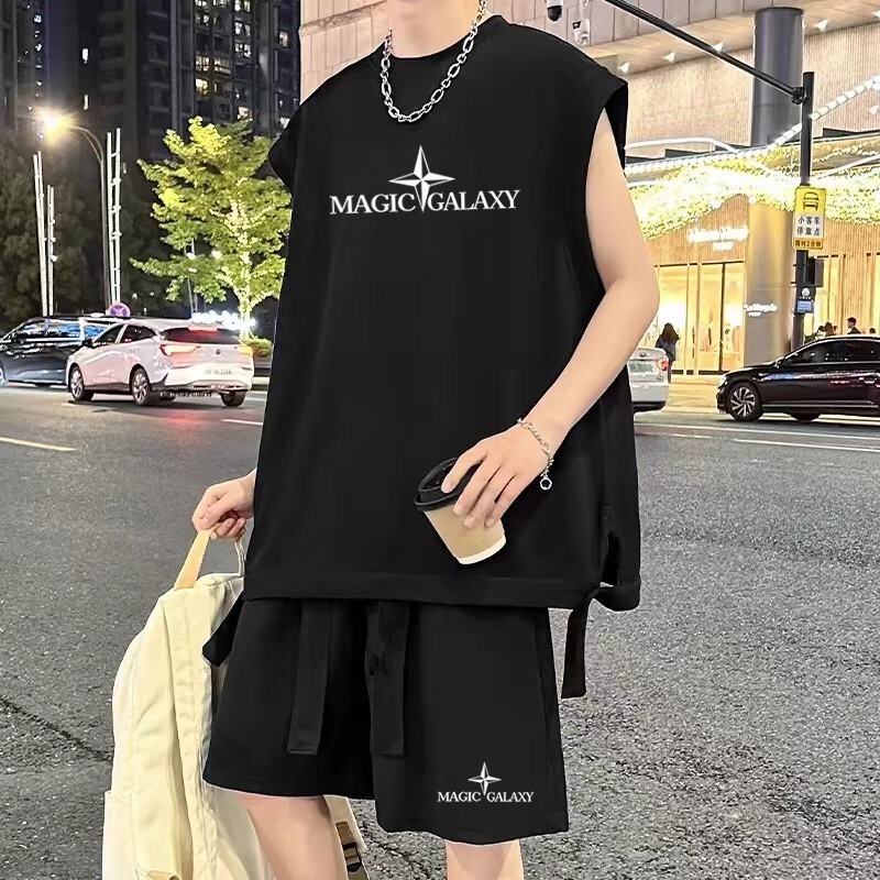 Two-Piece Sports Suit Men's Summer Quick-Drying Loose Ice Silk Vest Shorts Junior High School and High School Trendy Basketball Uniform