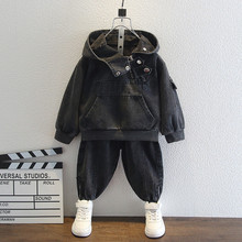 男童春秋牛仔套装2024秋装新款儿童帅气纯色外贸童装中小童洋气潮