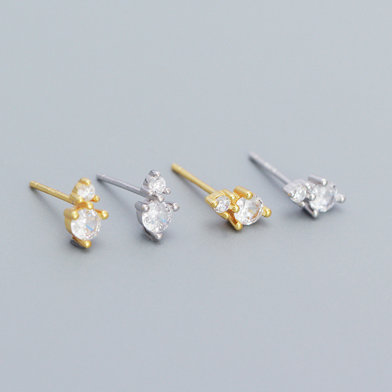 6g Weight 0.03µm Gold Plating Thickness Electroplating Gold Plating Process 925 Sterling Silver Ear Needle Material 1 Pair 925 Sterling Silver Zircon Geometric Ear Studs