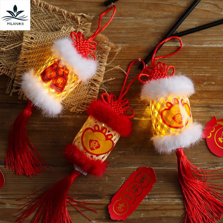 Linternas de bambú tejidas de China, flores de Año Nuevo, bolsas de incienso, flores de Año Nuevo, decoración, colgantes de Año Nuevo, joyas colgantes en maceta