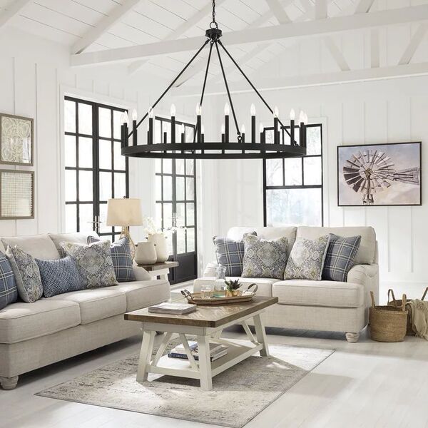 Country retro round ceiling lamp for living room