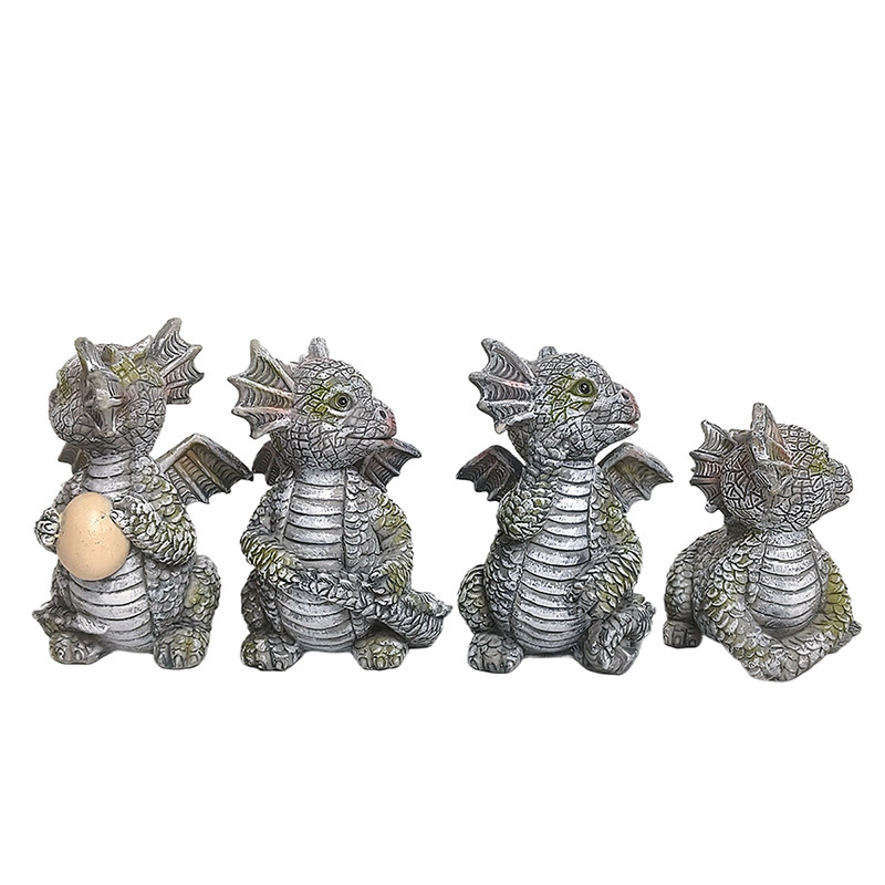 跨境新款花园四小龙卡通创意装饰品摆件户外庭院树脂工艺品摆件