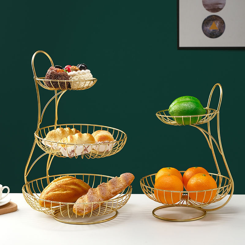 Multi-layer European-style Fruit Basket Living Room Creative Fashion Fruit Plate ins High-value Storage Rack Multi-functional Cake Fruit Basin