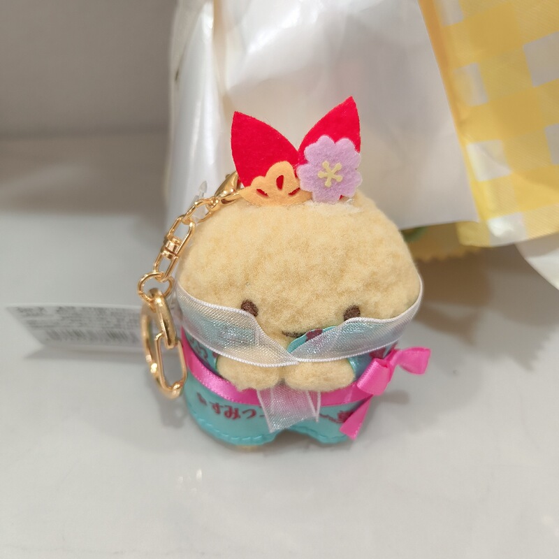 日本のコーナービーイングテンプル限定版フライドシュリンプイエローキャットぬいぐるみペンダントキーホルダーガールハートギフトバッグペンダント|undefined