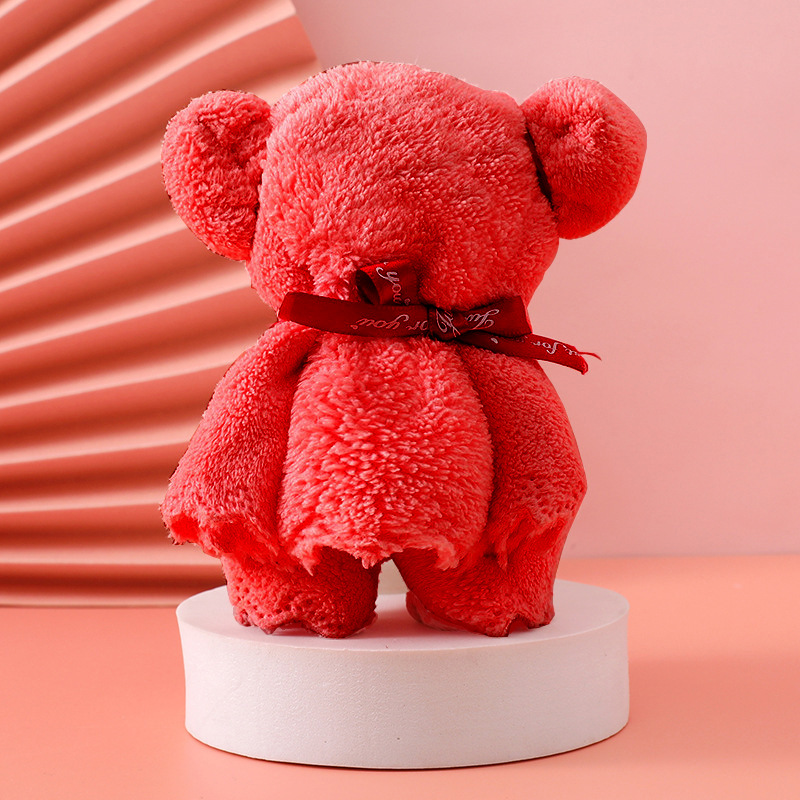 (2개) 고밀도 산호 벨벳 곰 수건 결혼식 오프닝 창조적 인 수건 손 선물 가게 빨간 실용적인 선물 도매