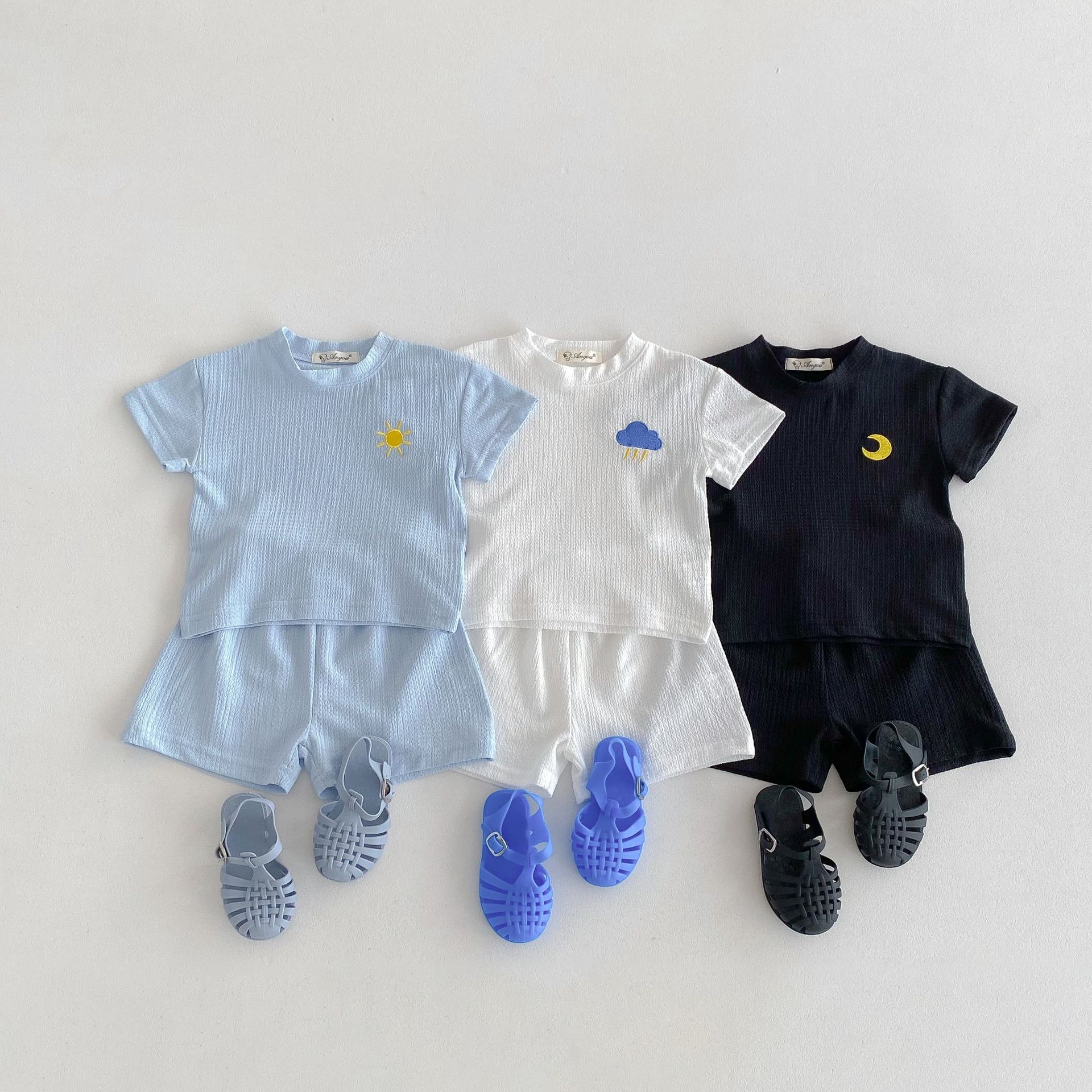 Children's Clothing Korean Style 2026 Summer Air-Conditioned Clothes for Young Boys and Girls Cute Weather-Appropriate Embroidered Home Wear Set