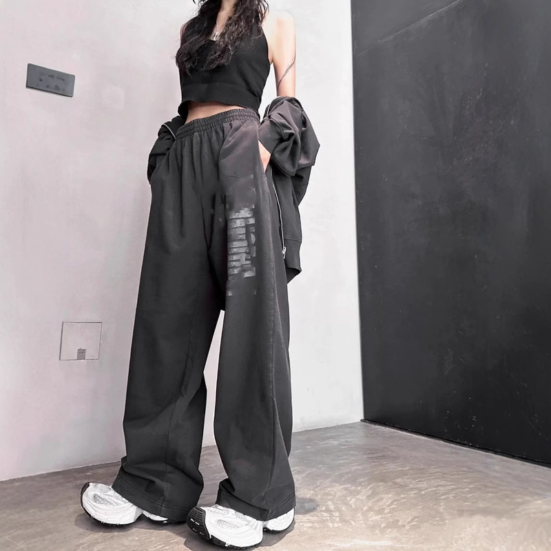 Correct Version in stock high quality BL Home New Anti-Letter Crack Printed Trousers Looser Version for Men and Women