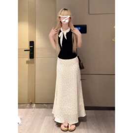 法式无袖背心连衣裙子女夏季2025新款气质穿搭感波点长裙套装