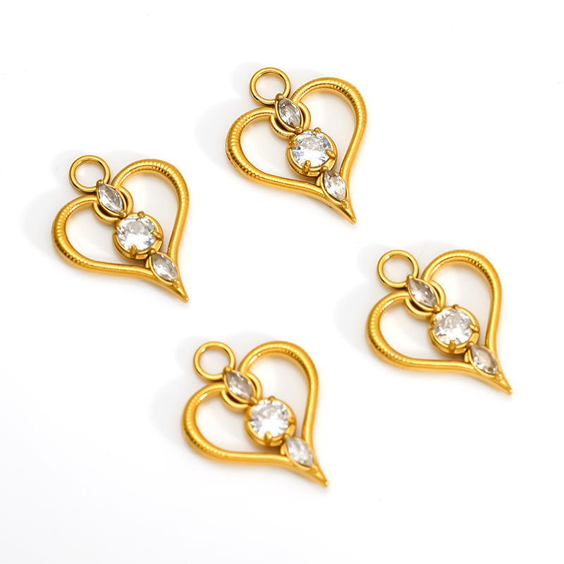 Cross-border European and American classic charming heart-shaped pendant necklace 18K gold-plated heart-shaped zircon DIY jewelry Cross-border European and American classic charming heart-shaped pendant necklace 18K gold-plated heart-shaped zircon DIY jewelry