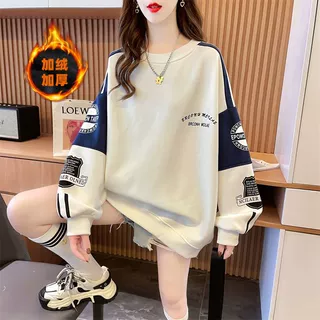 拼接肩章卫衣女2026秋冬加绒加厚宽松棒球服洋气减龄字母上衣外套
