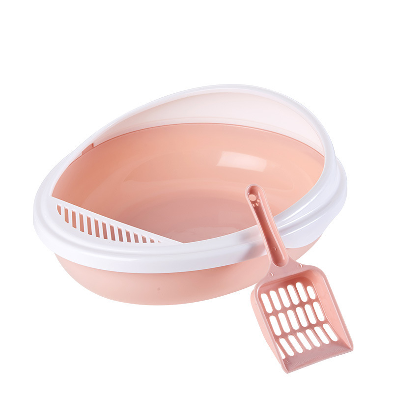 Medium Eggshell Box Nest Oval Semi-Enclosed Toilet Pet Supplies With Cat Litter Scoop_voghion.com