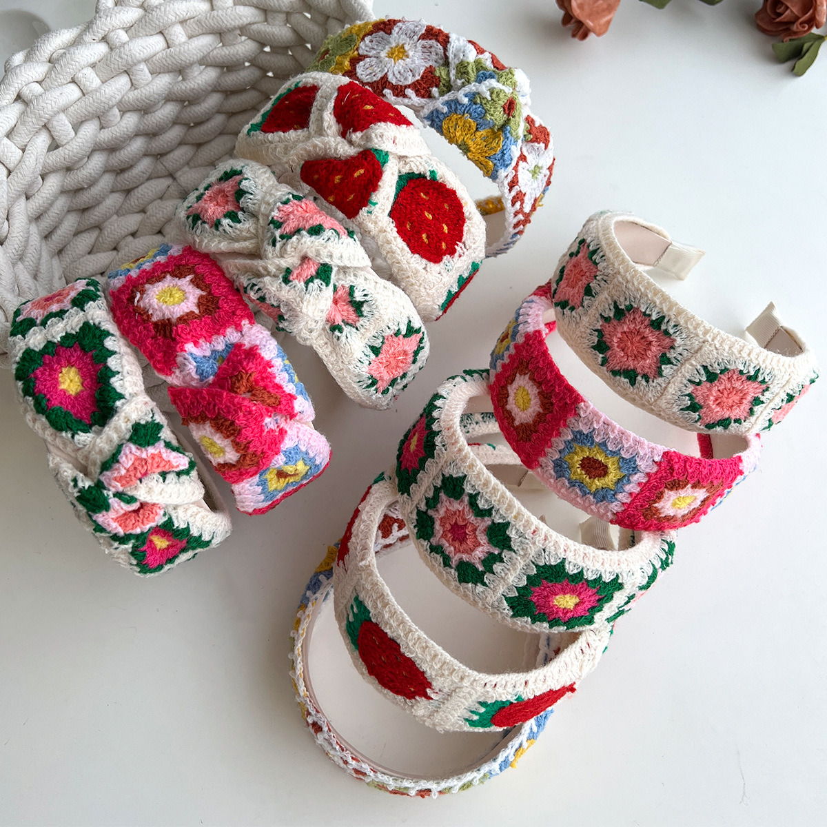 Hair Band Hair Accessories Type Vacation Sweet Women's Embroidery Knot Flower Knit Hair Band