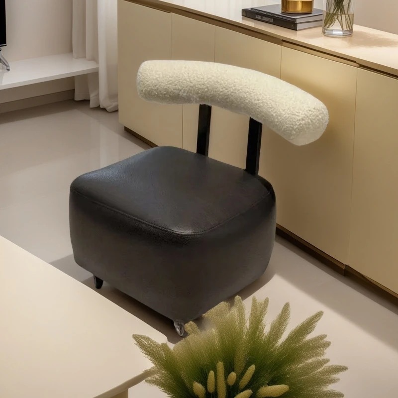 ユニバーサルホイール付き家庭用ロースツール、高価値スツール、リビングルーム用の小さなスツール、背もたれ付きのシンプルなソファスツール、取り外し可能なスツール|undefined