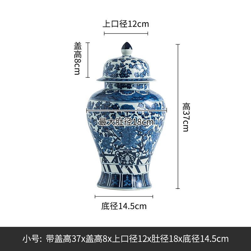 Jingdezhen vasos de cerámica pintados a mano antiguos flores de porcelana azul flores y pájaros generales jarras de té cubierta jarras adornos de decoración del hogar