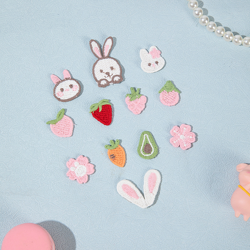 春季新款水果卡通系列针织刺绣DIY服装辅料帽子配件批发