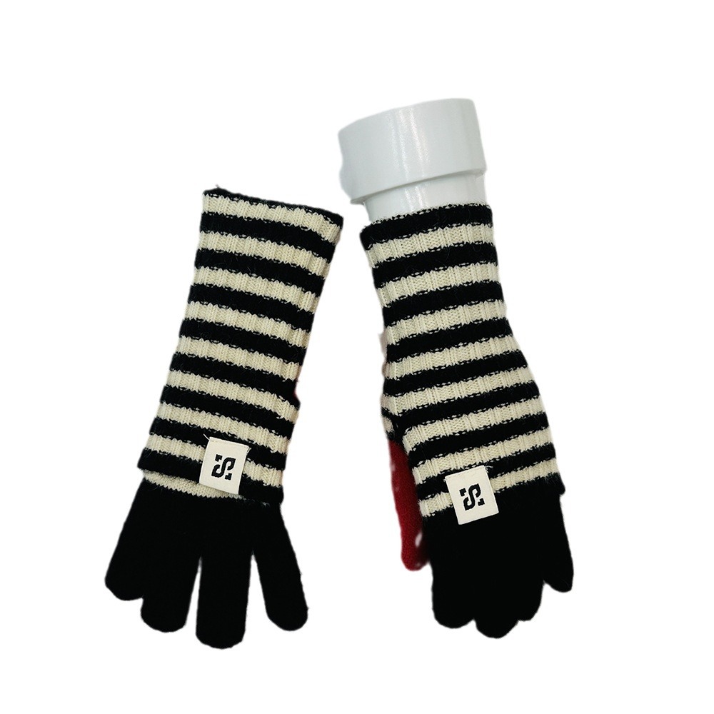 Nuevos guantes de punto de moda de pantalla táctil estriados guantes de motocicleta calientes y resistentes al frío