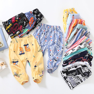 2021 summer Children's clothing Boy pants children Artificial cotton Mosquito control Children Cartoon TSUMUGI Casual pants Large