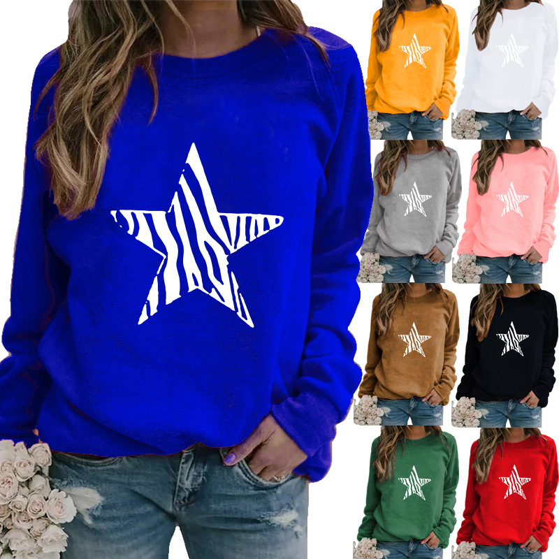 Frau Kapuzenpullover Lange Ärmel Hoodies & Sweatshirts Drucken Lässig Stern display picture 1