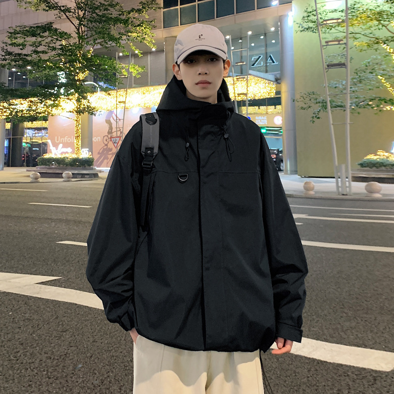 Men's autumn trend new hooded casual sports jacket for couples, loose and versatile lightweight outerwear_voghion.com