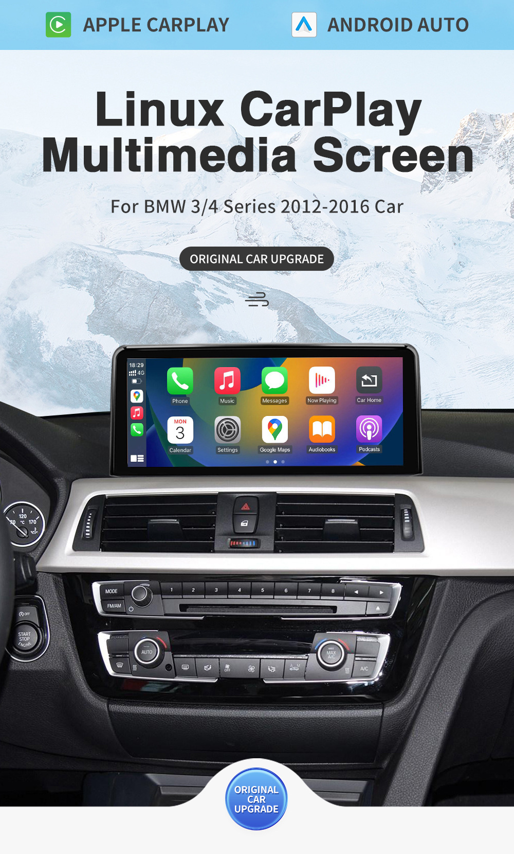 10.25 "Wireless CarPlay Display for 3 Series/4 Series NBT Radio Player Linux Touch Screen