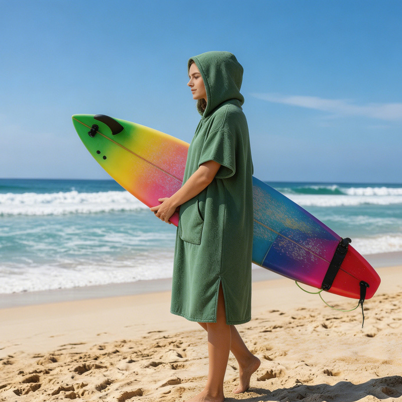 Cross-Border Outdoor Adult Surfing Changing Bathrobe Men's and Women's Large Hooded Bath Towel Cloak Swimming and Diving Changing Robe