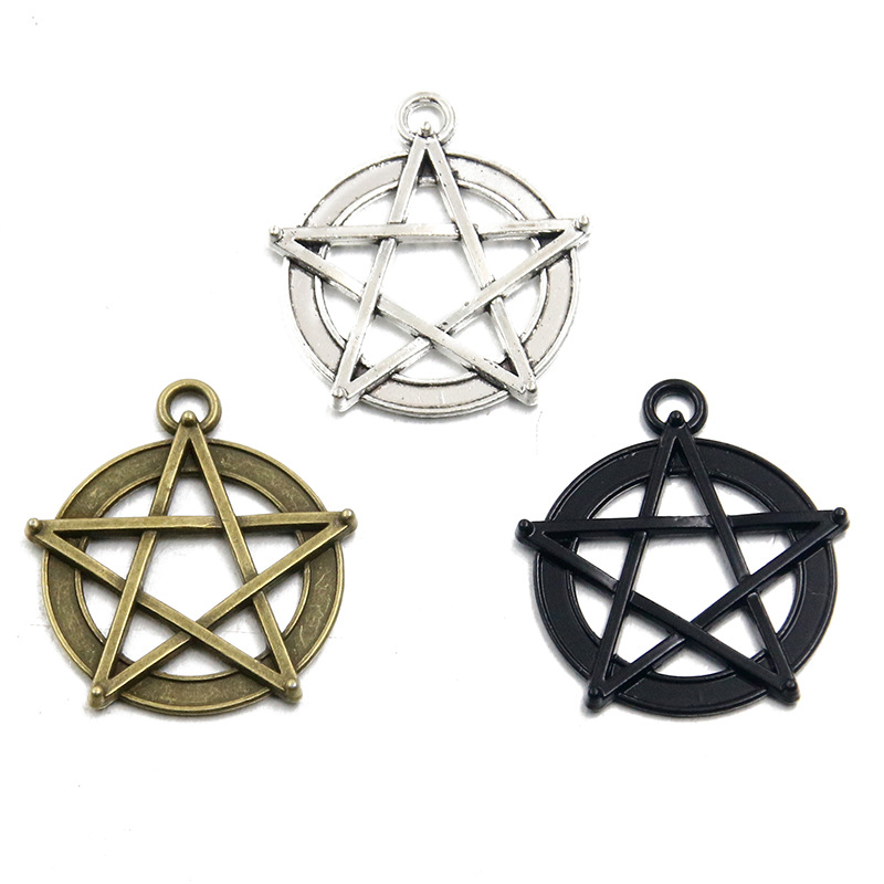 Accesorios de joyería de bricolaje explosivos de 3 colores Retro estrella de cinco puntas joyería de bricolaje al por mayor joyería coreana 31*28mm